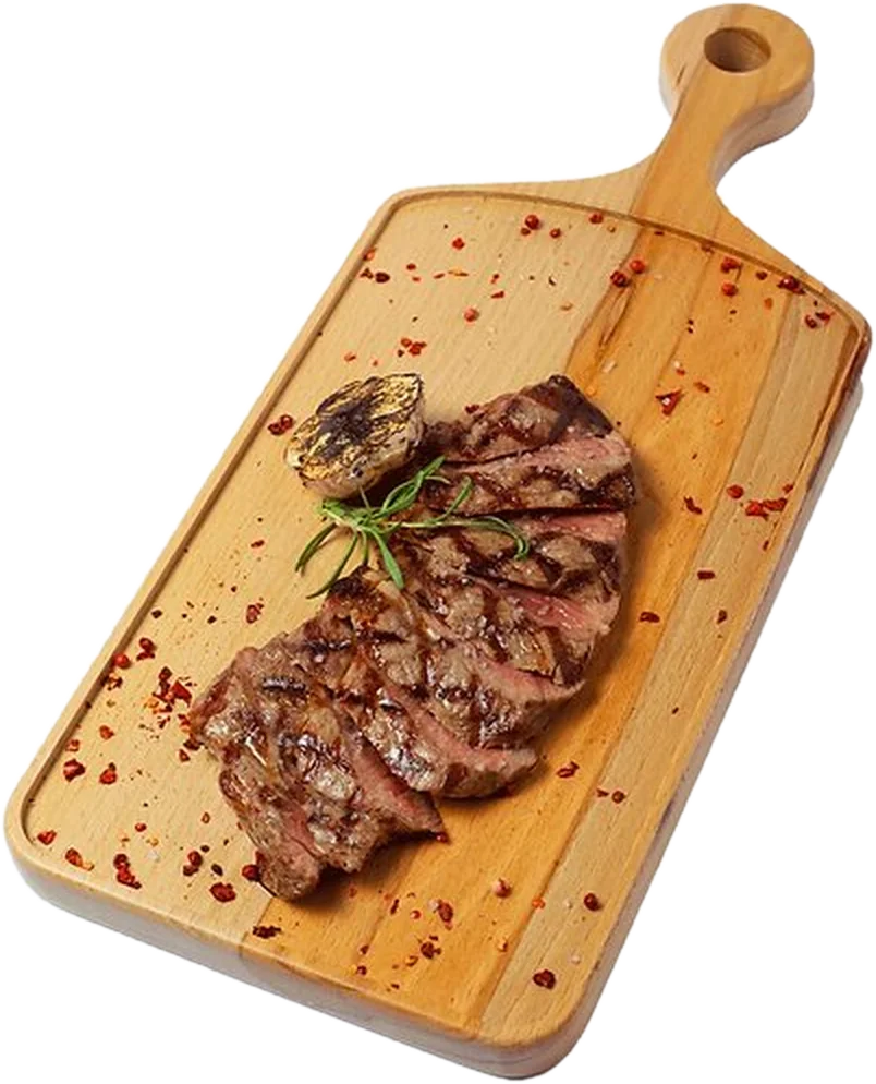 Beef steak on a wooden board